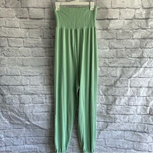 PREOWNED O’NEIL GREEN STRAPLESS JUMPSUIT WOMENS MEDIUM M GREEN